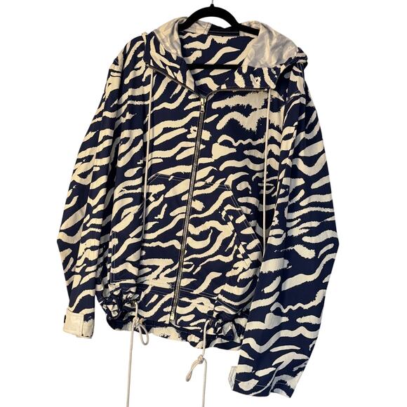 Prabal Gurung Pre-Fall 2019 Zebra-Print Silk Hooded Jacket - Picture 1 of 5